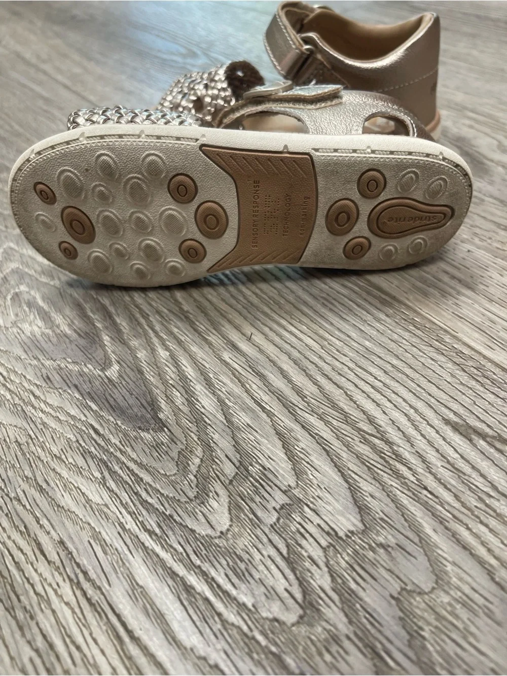 Stride Rite Girls Metallic Woven Sandals - Champagne